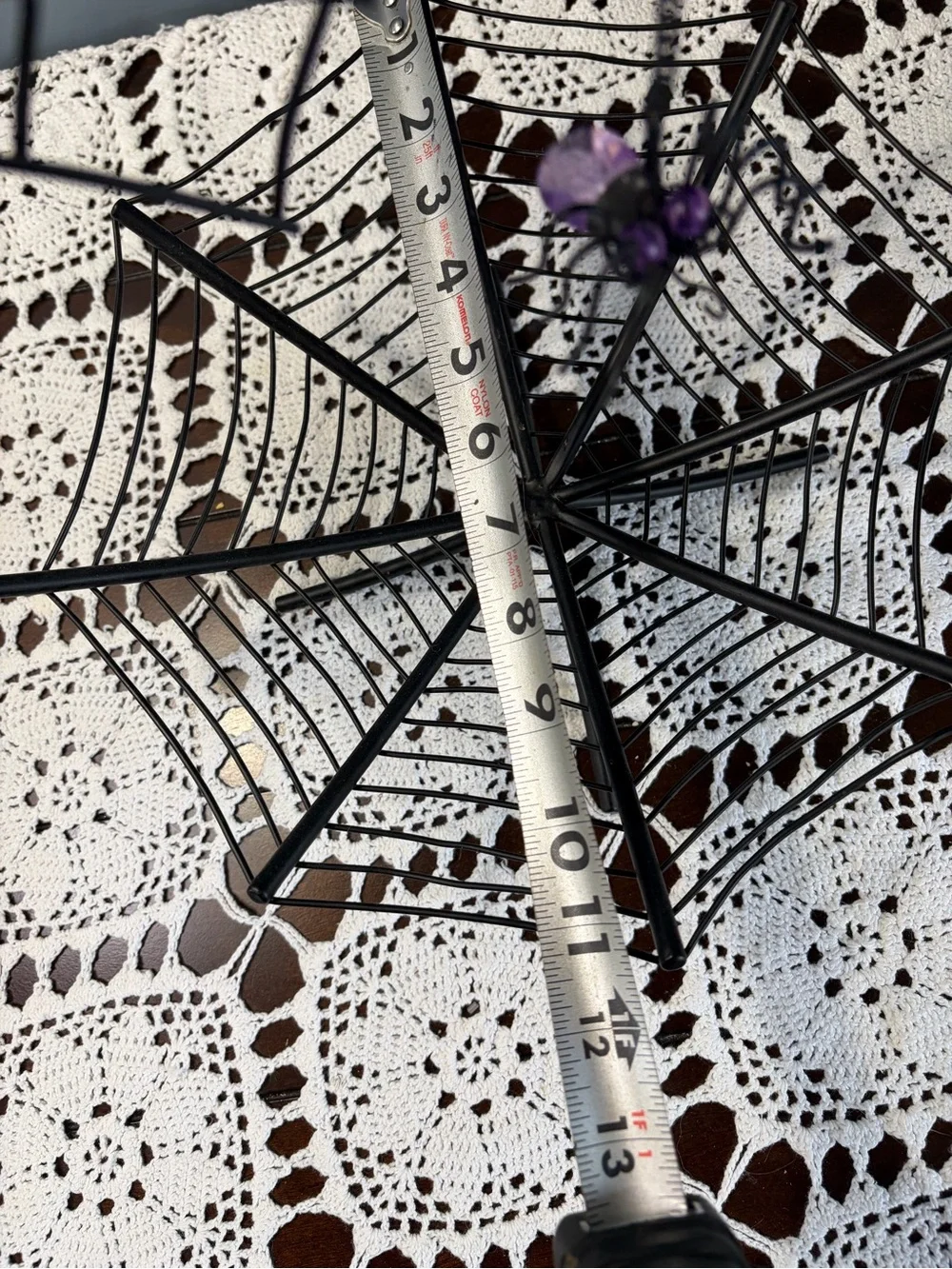 Source Unknown Black Spider Web Candy Bowl with Purple Hanging Spider